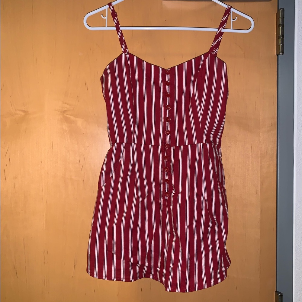 Red striped romper